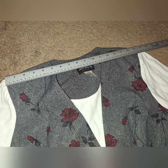 Chad Stevens 2 piece pants  suit / size 16w / gray with floral design - Picture 12 of 15